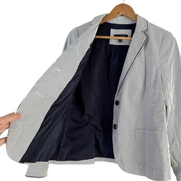 Talbots‎ Stripe Piped Blazer Jacket in Black and White Cotton Stretch, Size 4 - Picture 9 of 14
